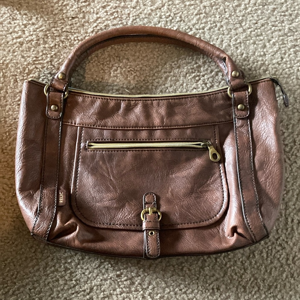 RELIC Large Satchel Purse Faux Brown Leather